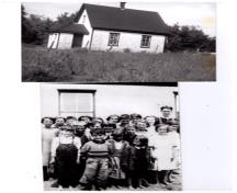 Schoolhouse and students, ca 1950s; Canadian Potato Museum Collection