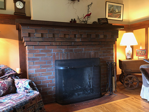 Interior view of fireplace, 2018