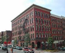 This photograph shows the contextual view of the building and its proximity to the other buildings on King and Germain Streets, 2004; City of Saint John